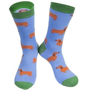Mens Bamboo Dog Socks Dachshund Sausage Dog Novelty Socks
